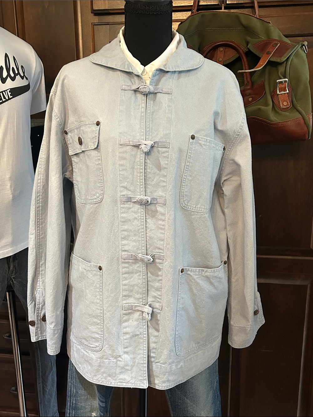 Ralph Lauren Sample Piece RARE Sz M Light Blue Denim Toggle Jacket